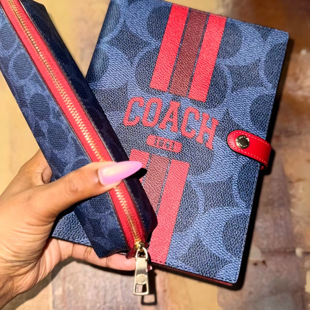 Coach Varsity Collection Navy and Crimson  Red Notebook and Pencil Case Set 2025